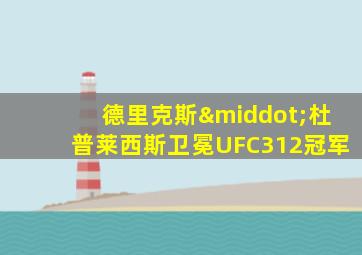 德里克斯·杜普莱西斯卫冕UFC312冠军