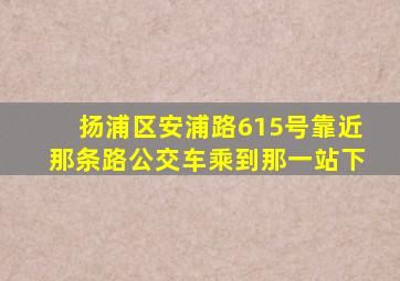 扬浦区安浦路615号靠近那条路公交车乘到那一站下
