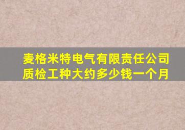 麦格米特电气有限责任公司质检工种大约多少钱一个月