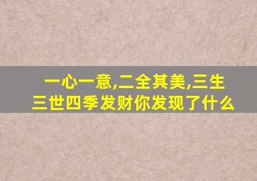 一心一意,二全其美,三生三世四季发财你发现了什么