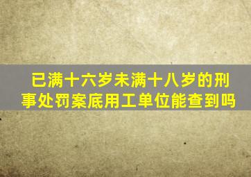 已满十六岁未满十八岁的刑事处罚案底用工单位能查到吗
